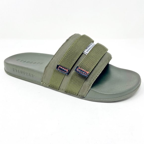 STNDRD Standard Los Angeles Monaco Double Strap Olive Mens Slide Sandals - Picture 1 of 5
